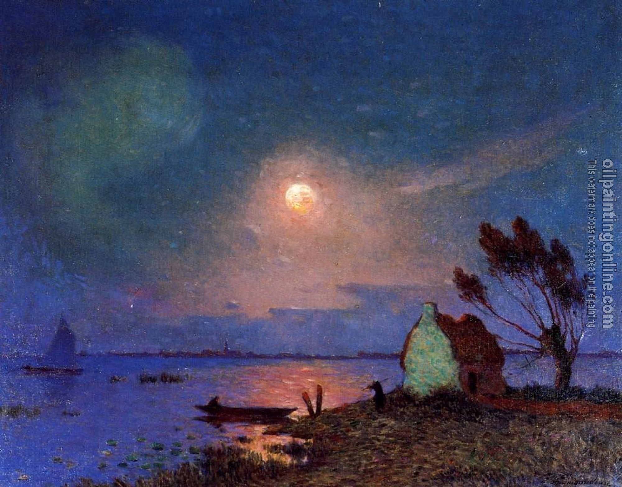 Ferdinand Loyen Du Puigaudeau - Pont-Aven in the Moonlight